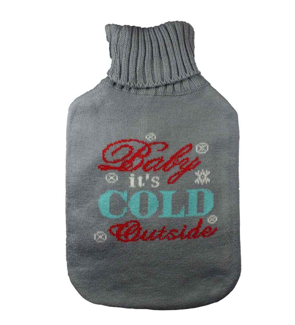 baby it's cold outside knitted hot water bottle cover