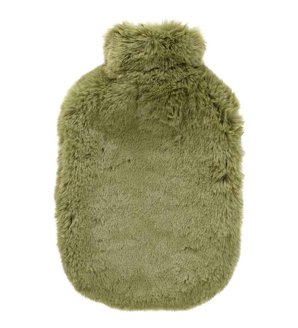 Olive Green Faux Fur Latex Free Hot Water Bottle