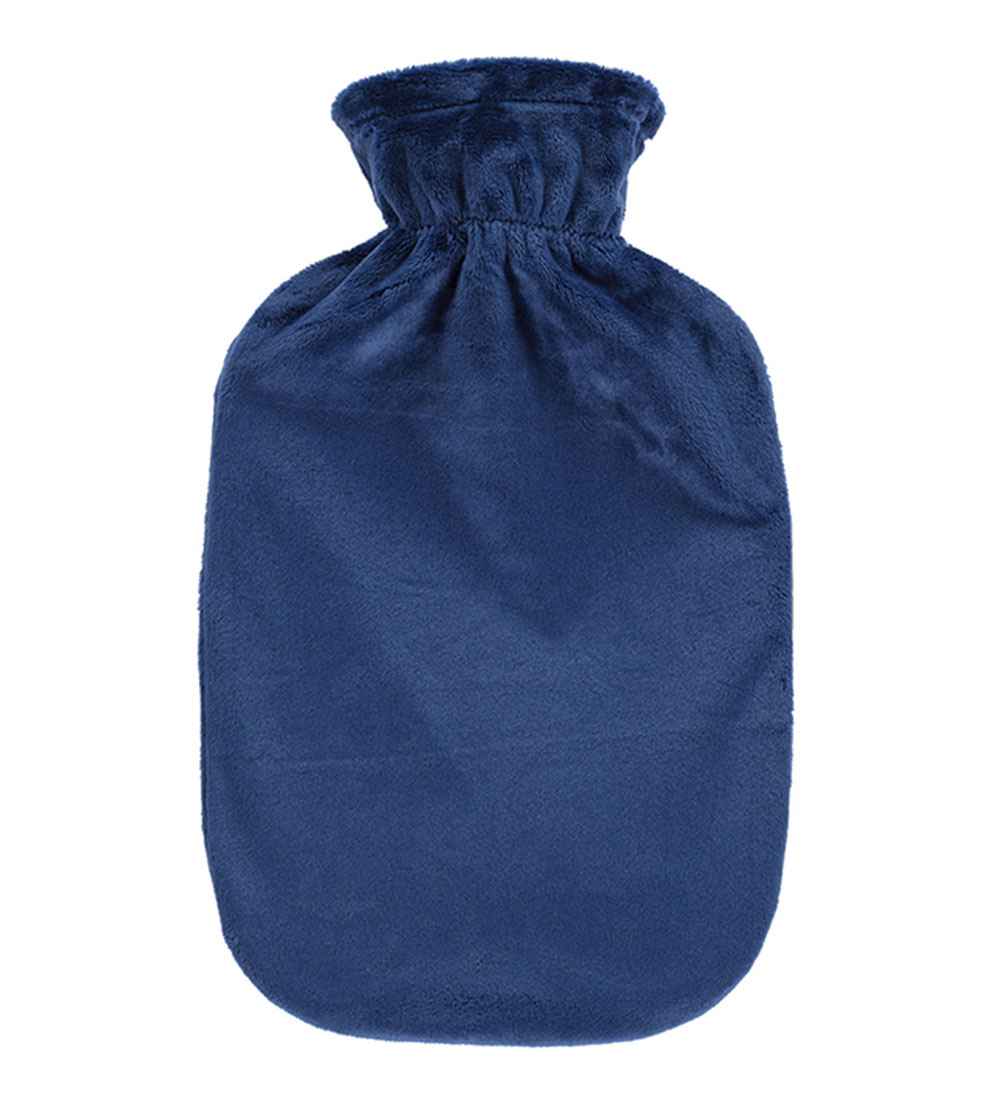 Navy Latex Free Plush Fleece Hot Water Bottle