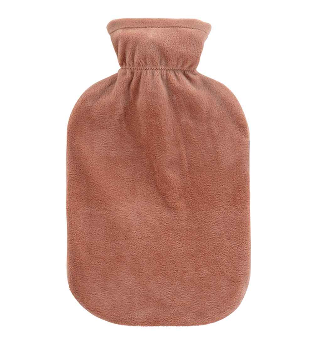 Brown Latex Free Plush Fleece Hot Water Bottle