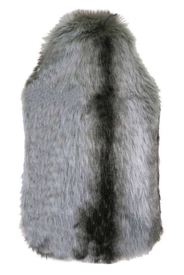 silver fox faux fur hot water bottle cover