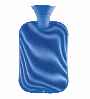 blue single ribbed latex free hot water bottle