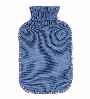 Blue Latex Free Cotton Knit Hot Water Bottle