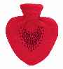 0.7L Embroidered Heart Latex Free Hot Water Bottle